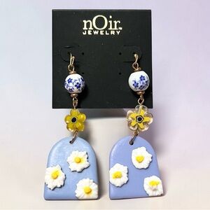 nOir Jewelry Lavender Yellow Flower Drop Earrings